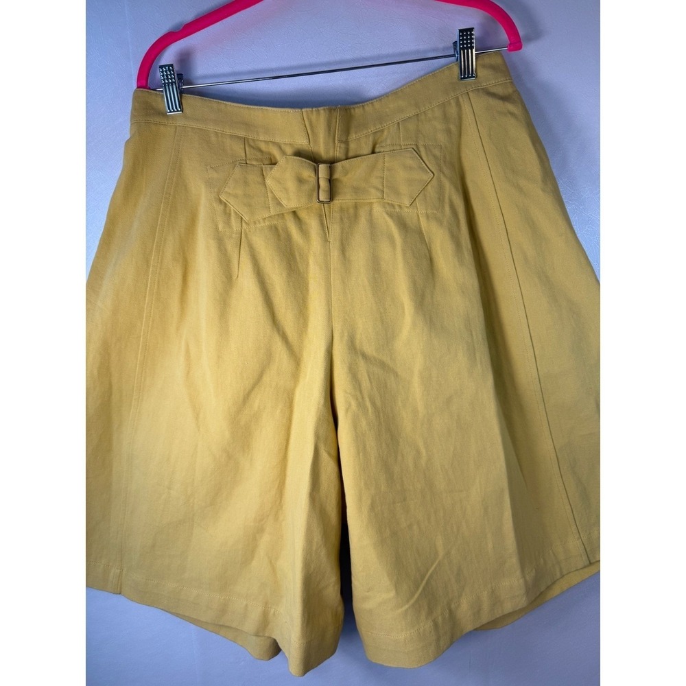 Chloe Pleated Cargo Shorts Mustard Yellow Cotton Linen Cinch Back Size 42 IT - Picture 5 of 11